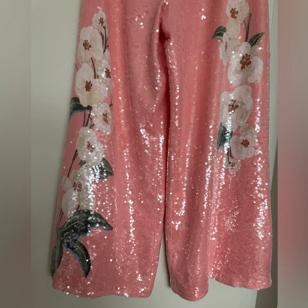 Farm Rio x Anthropologie Sequin Wide Leg Pants - Size S - BNWT - Picture 6 of 14